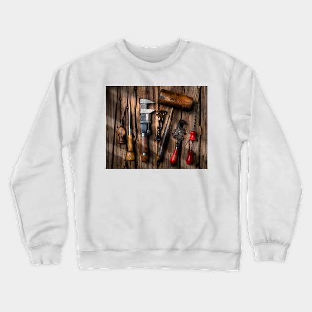 Old Workmans Tools Crewneck Sweatshirt by photogarry